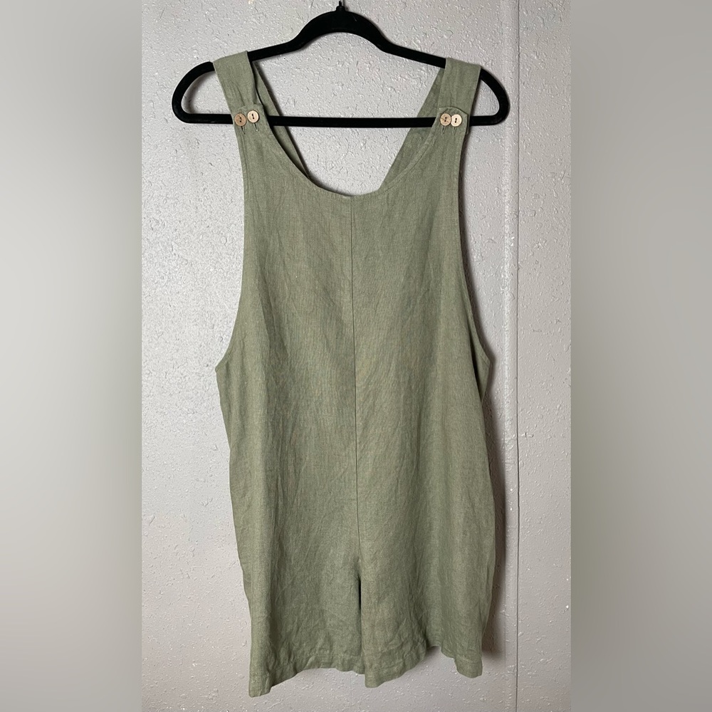 Olive Green Linen Jumpsuit